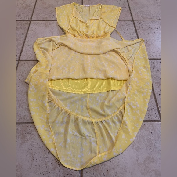 💜 Sienna Sky Yellow & White Floral Smocked Bodice Maxi Dress S Cottagecore Midi - Picture 3 of 6